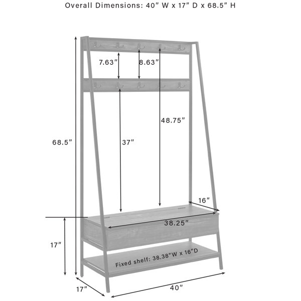 Trent Austin Design® Houchens 40'' Wide Steel Hall Tree with Bench and